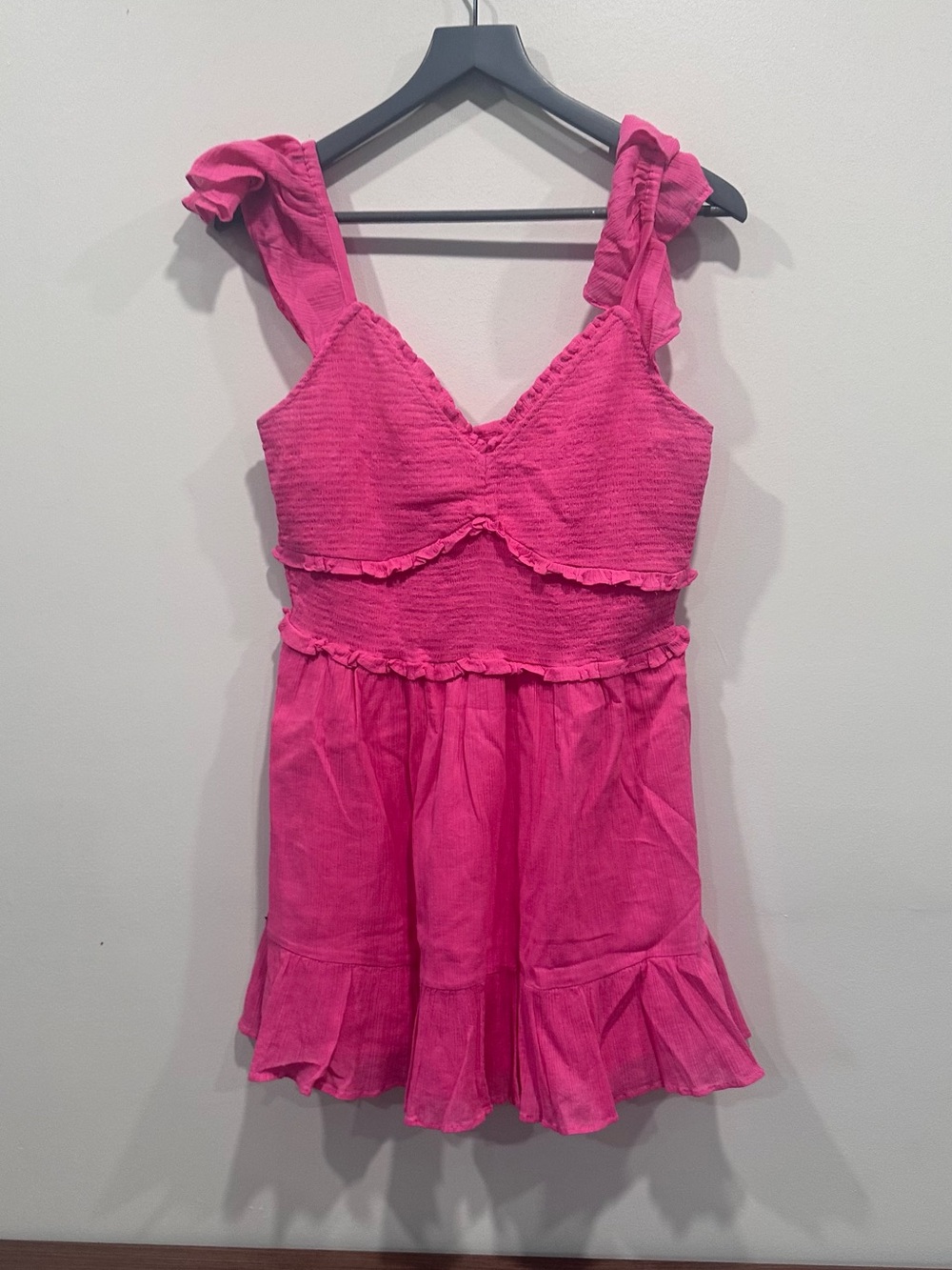 LoveShackFancy Fuchsia Ruffle Mini Dress